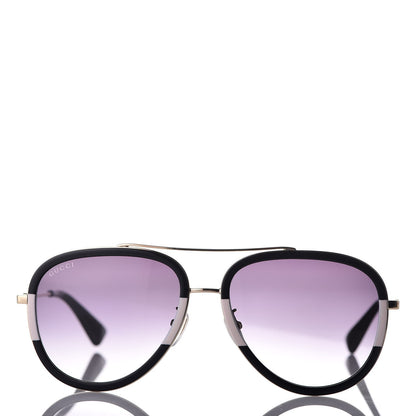 Gucci Aviator Sunglasses GG0062S Black White 2 of 8