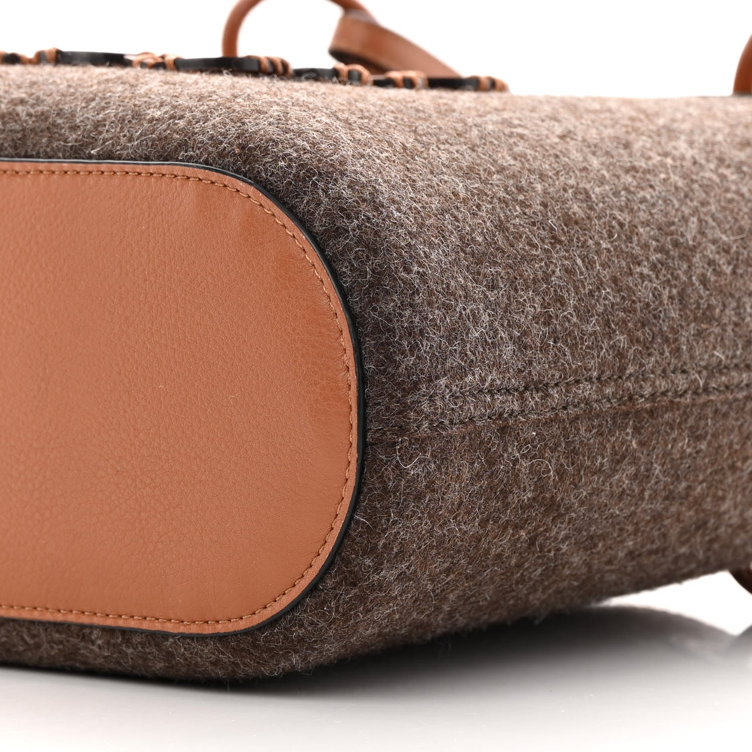 Loewe Felt Calfskin Small Anagram Square Basket Tote Brown Tan 10 of 13