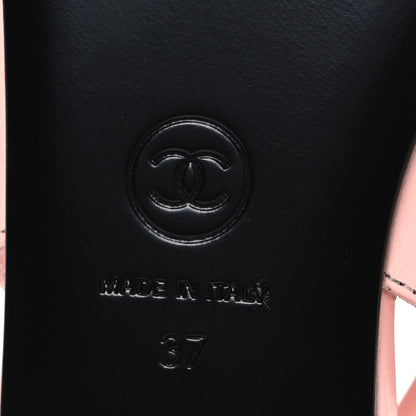 Chanel Goatskin Grosgrain Pointed Toe CC Slingback Flats 37 Pink Black 8 of 11