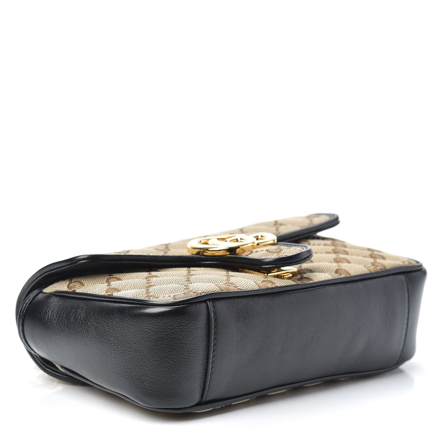 Monogram Matelasse Diagonal Mini GG Marmont Shoulder Bag Beige Black