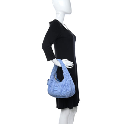 Miu Miu Tessuto Nylon Matelasse Wander Hobo Astrale 2 of 9