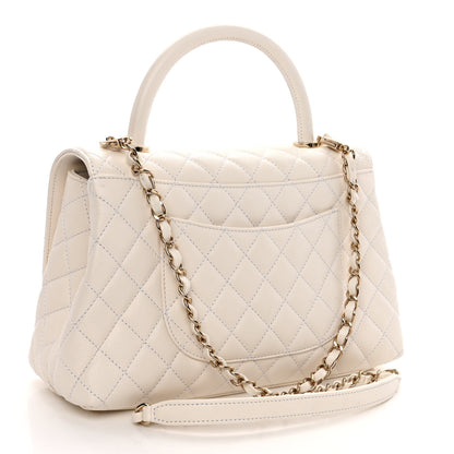 Chanel Caviar Quilted Small Coco Handle Flap White 3 of 10