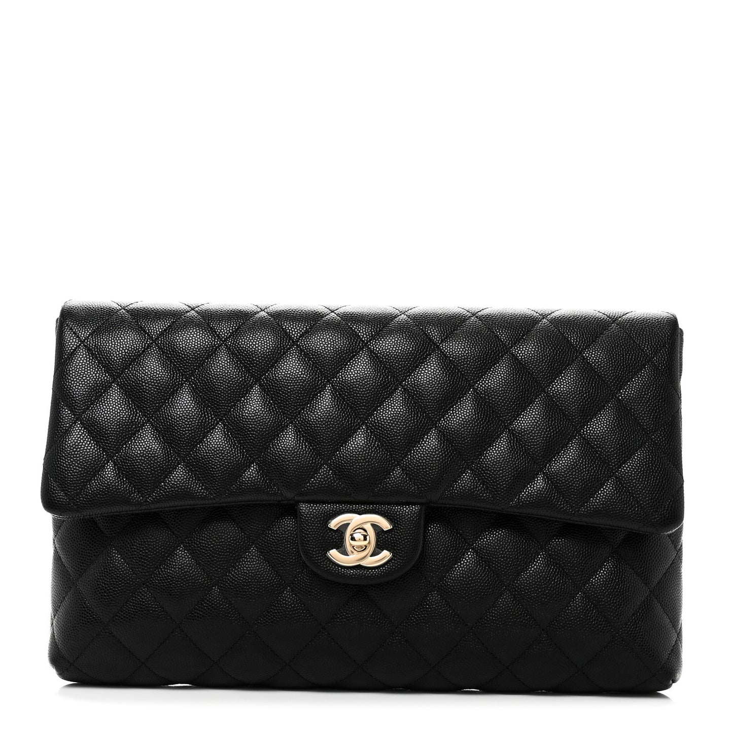 Caviar Quilted Flap Clutch Black