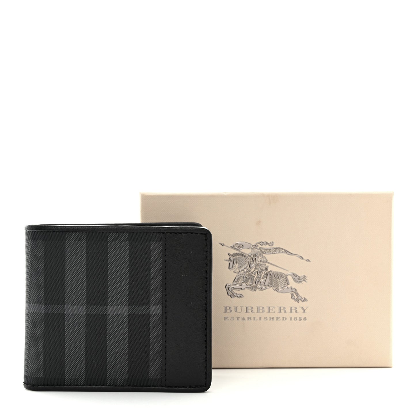 London Check Bi-Fold Mens Wallet Charcoal Black