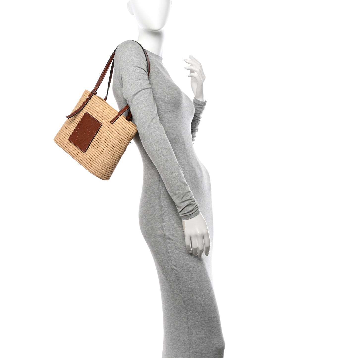 Raffia Small Square Basket Tote Bag Natural Tan