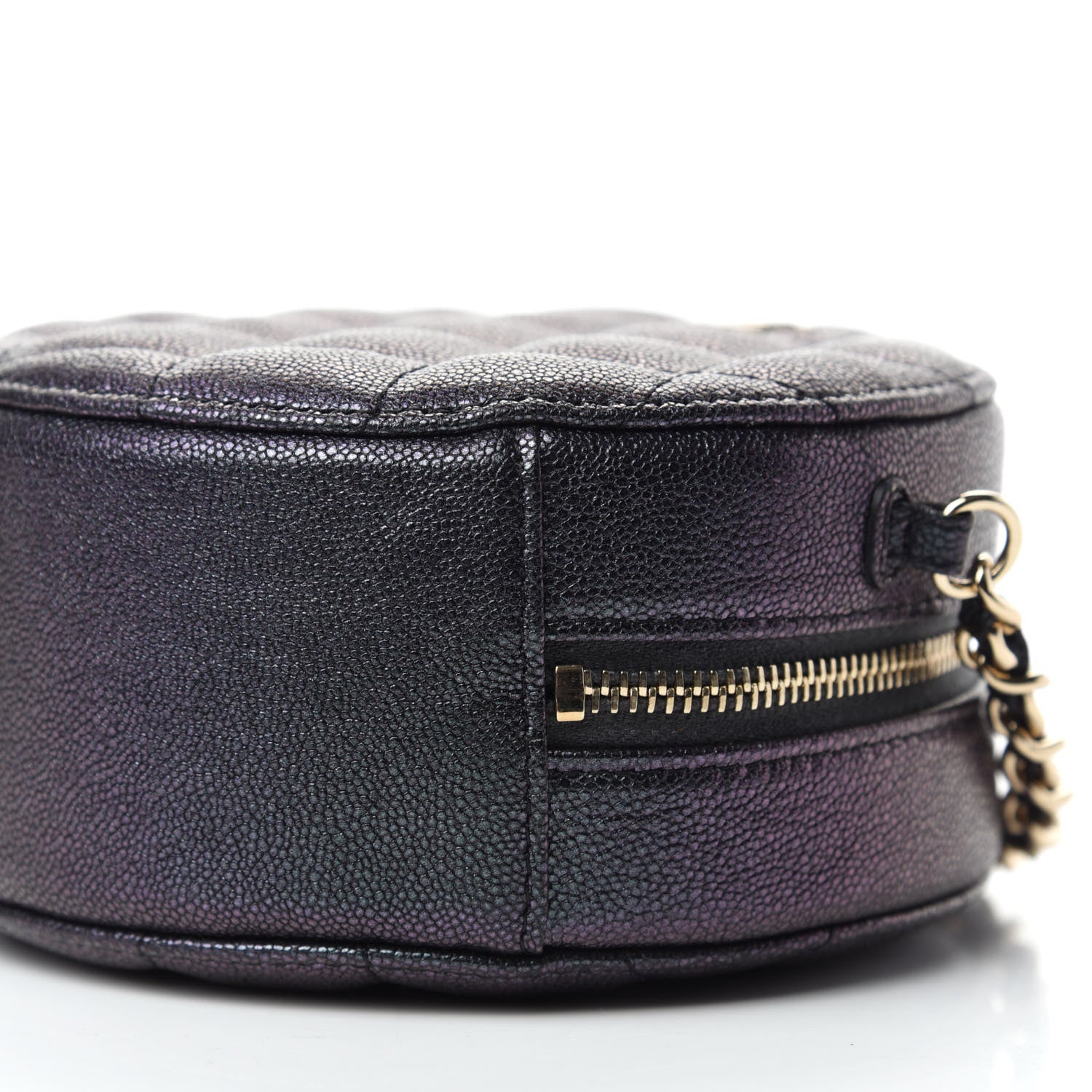 Chanel Iridescent Caviar Quilted Round Clutch With Chain Black 7 of 11