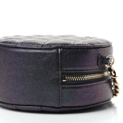 Chanel Iridescent Caviar Quilted Round Clutch With Chain Black 7 of 11