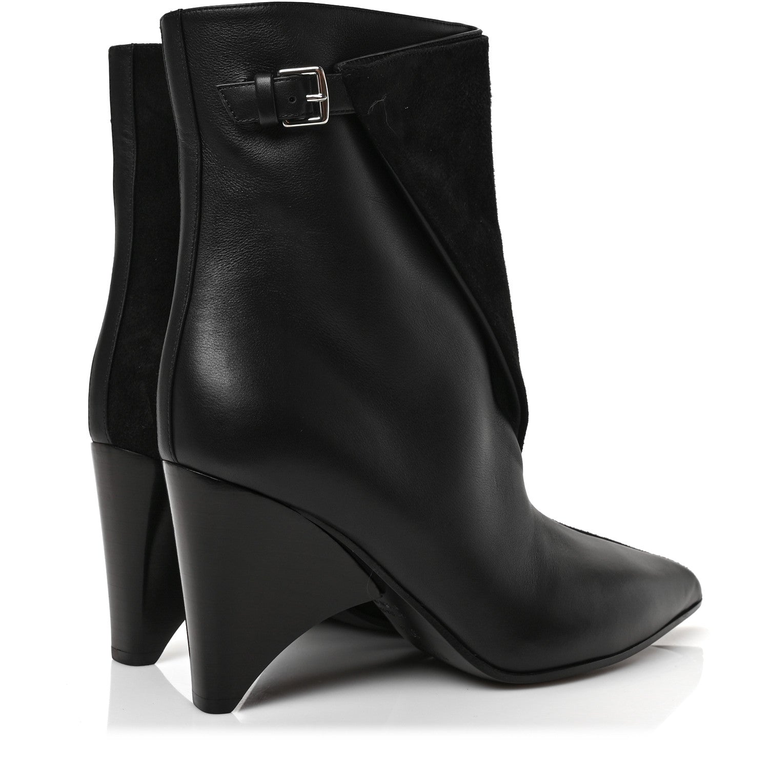 Hermes Suede Goatskin Calfskin Hanae 85 Ankle Boots 37.5 Black 4 of 7