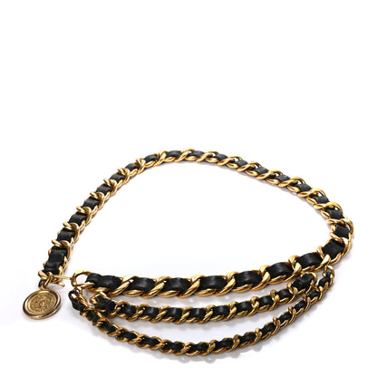 Chanel Lambskin Chain CC Medallion Belt Black Gold 1 of 4