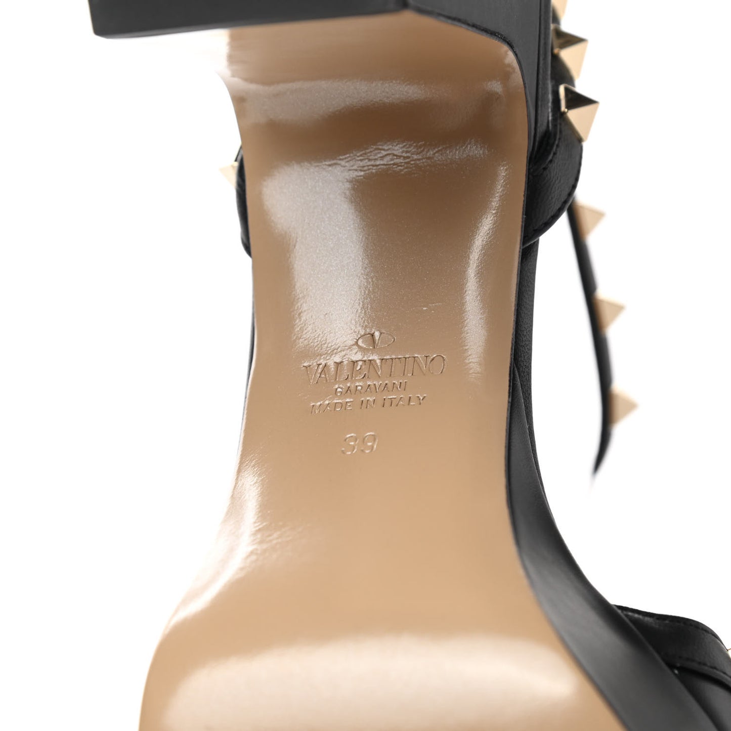 Calfskin Nappa Rockstud 35/75mm Platform Sandals 39 Black