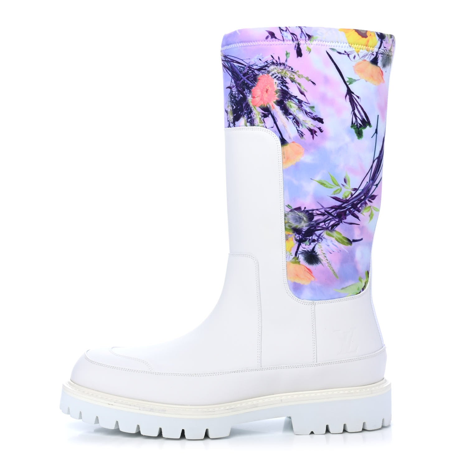 Louis Vuitton Neoprene Calfskin Floral Print Mens Landscape Boots 8.5 White Multicolor 1 of 5