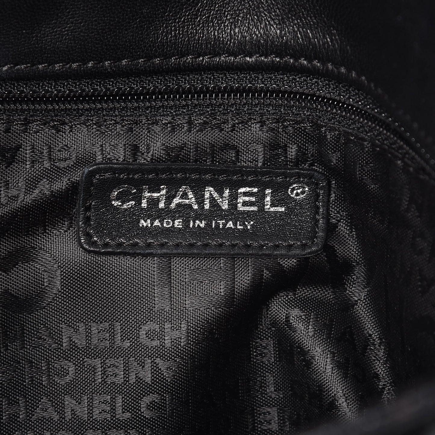 Glazed Crackled Calfskin Quilted Mademoiselle Flap Black
