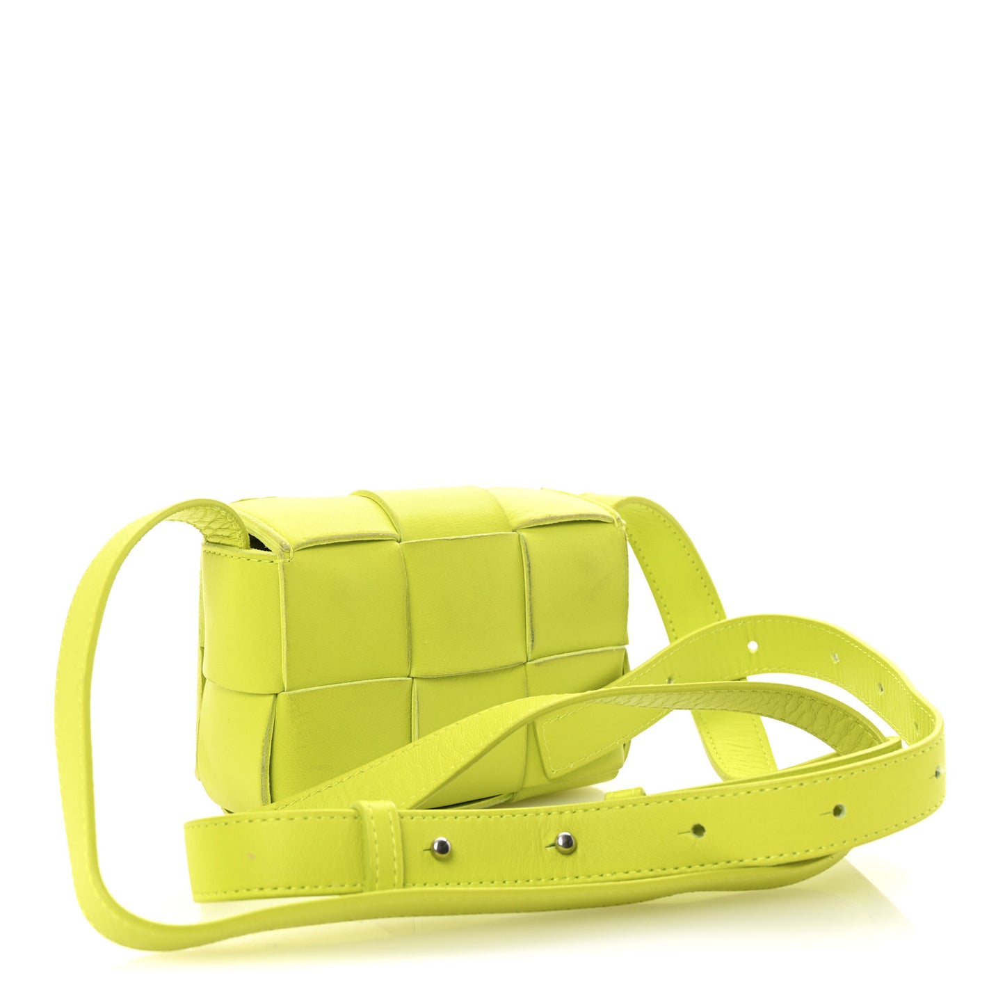 Lambskin Maxi Intrecciato Extra Mini Cassette Crossbody Bag Acid