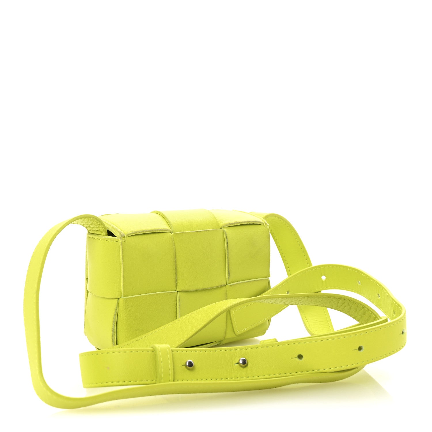 Bottega Veneta Lambskin Maxi Intrecciato Extra Mini Cassette Crossbody Bag Acid 3 of 10