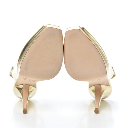 Jimmy Choo Mirror Calfskin Clue Peep Toe Platform Slingback Pumps 35 Gold 7 of 7