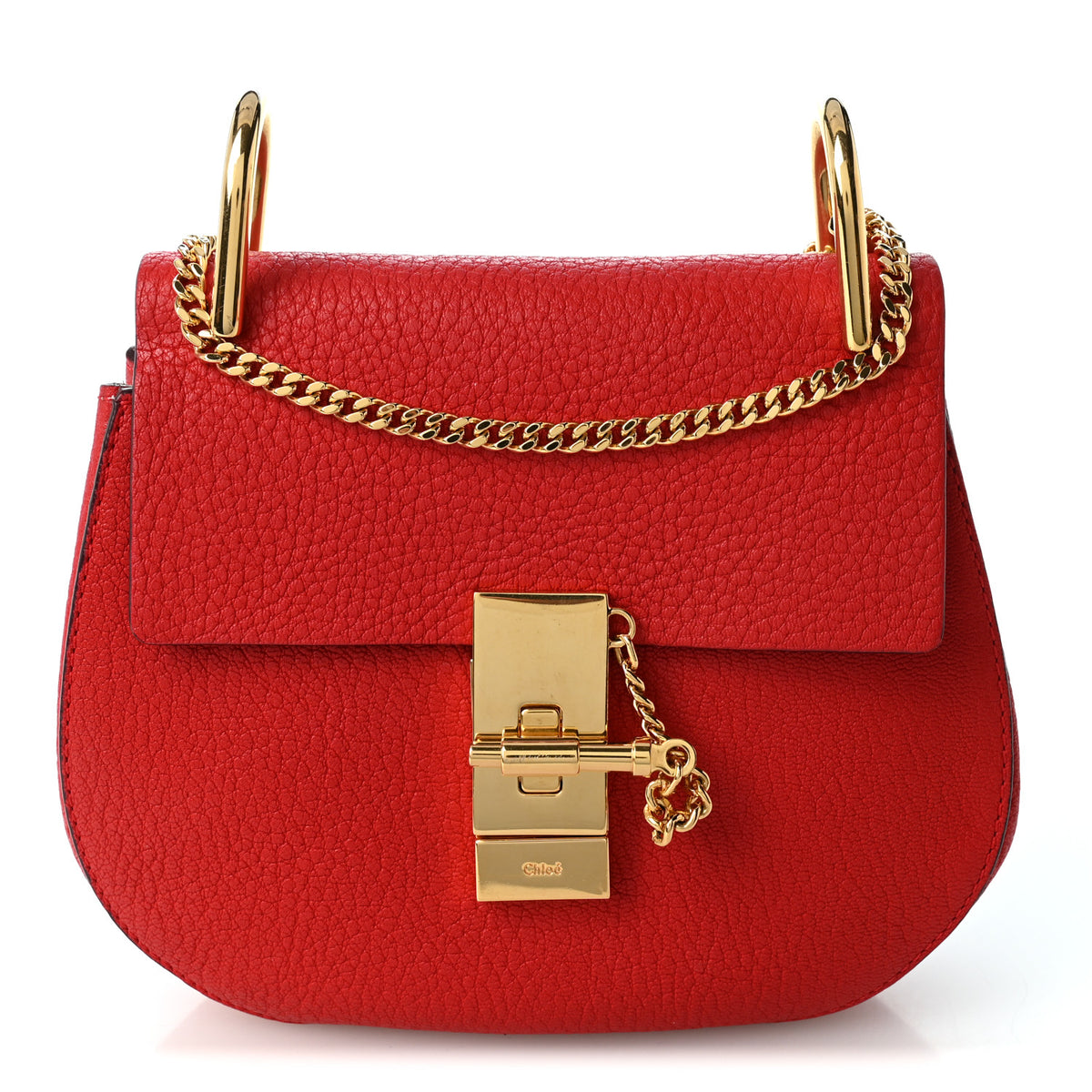 Grained Lambskin Drew Shoulder Bag Plaid Red
