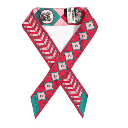 Hermes Silk Colliers Et Chiens Twilly Framboise Vert Rose 1 of 4