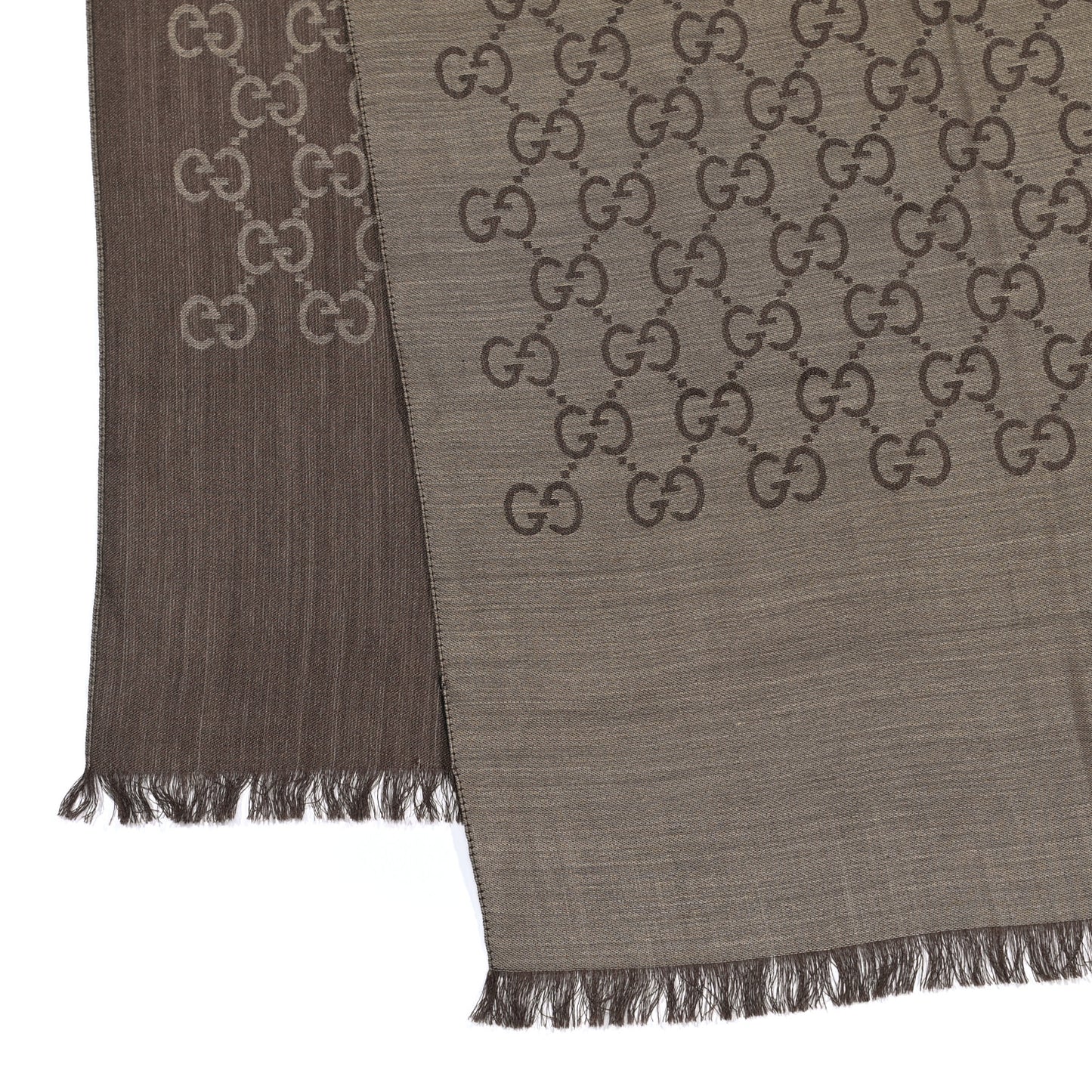Wool Silk GG Monogram GGNat Scarf Rope Dark Brown