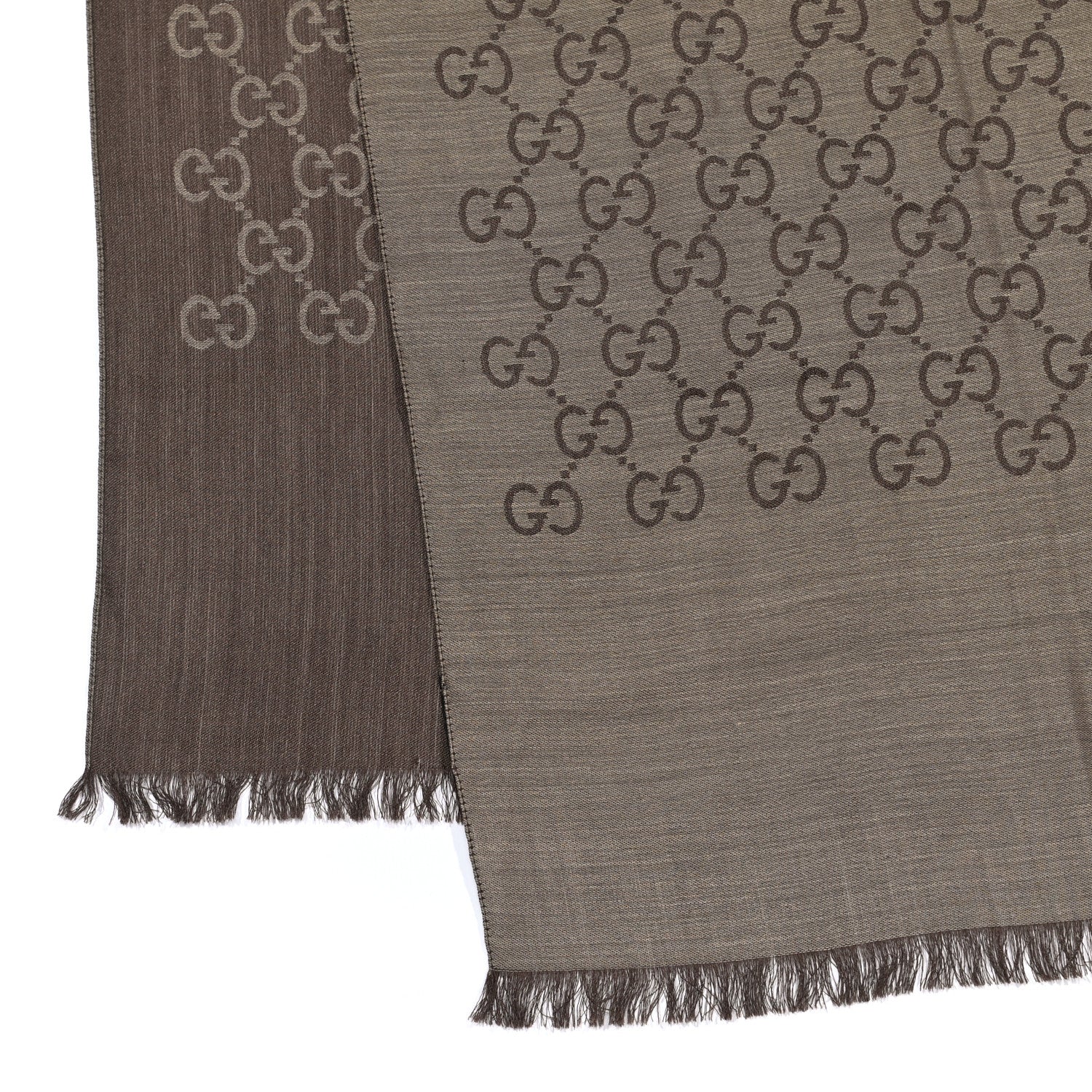 Gucci Wool Silk GG Monogram GGNat Scarf Rope Dark Brown 3 of 4
