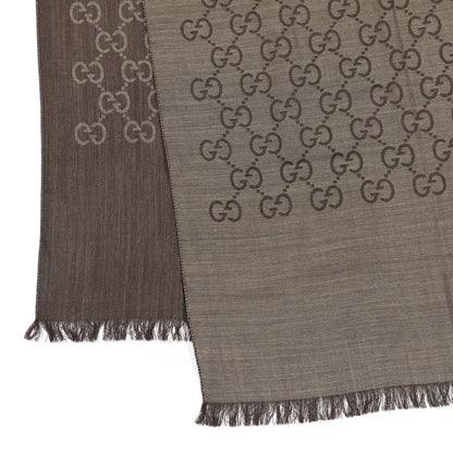 Gucci Wool Silk GG Monogram GGNat Scarf Rope Dark Brown 3 of 4