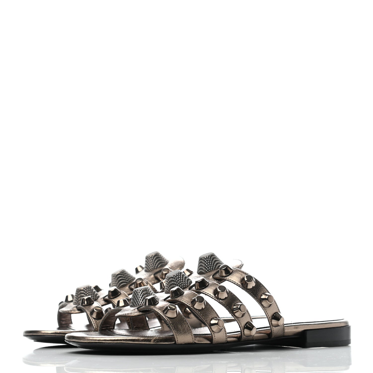 Balenciaga Metallic Lambskin Giant Silver Flat Sandals 35 Pewter 3 of 8