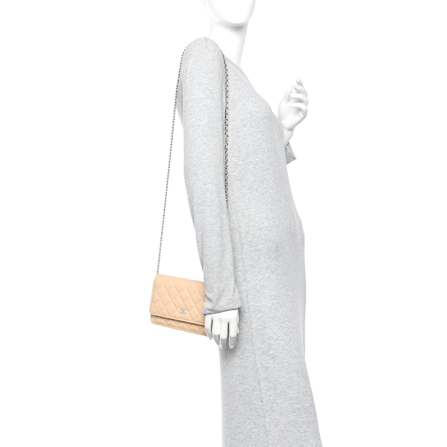 Chanel Caviar Quilted Wallet on Chain WOC Beige 2 of 12