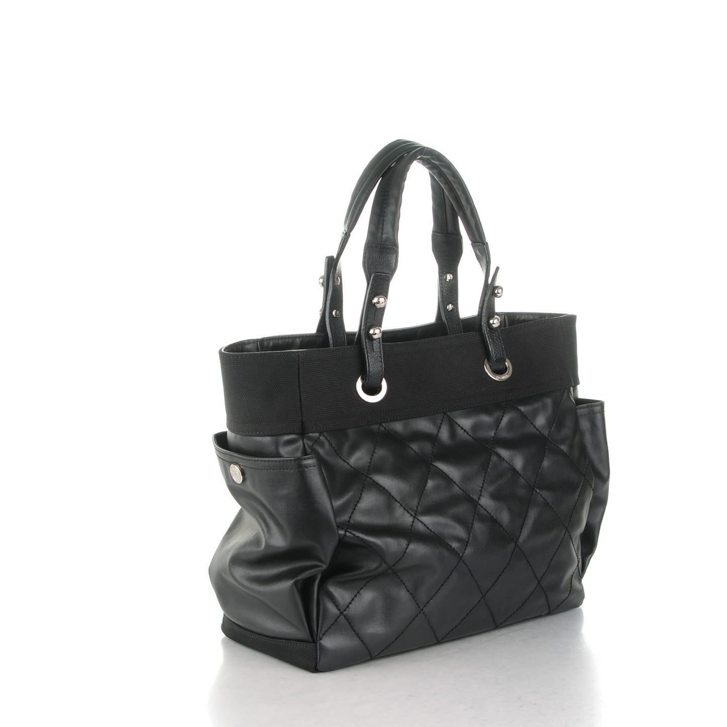 Coated Canvas Large Paris Biarritz Tote Black
