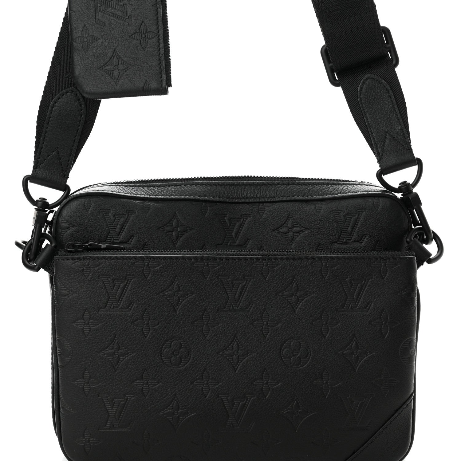 Louis Vuitton Calfskin Monogram Shadow Trio Messenger Black 9 of 11