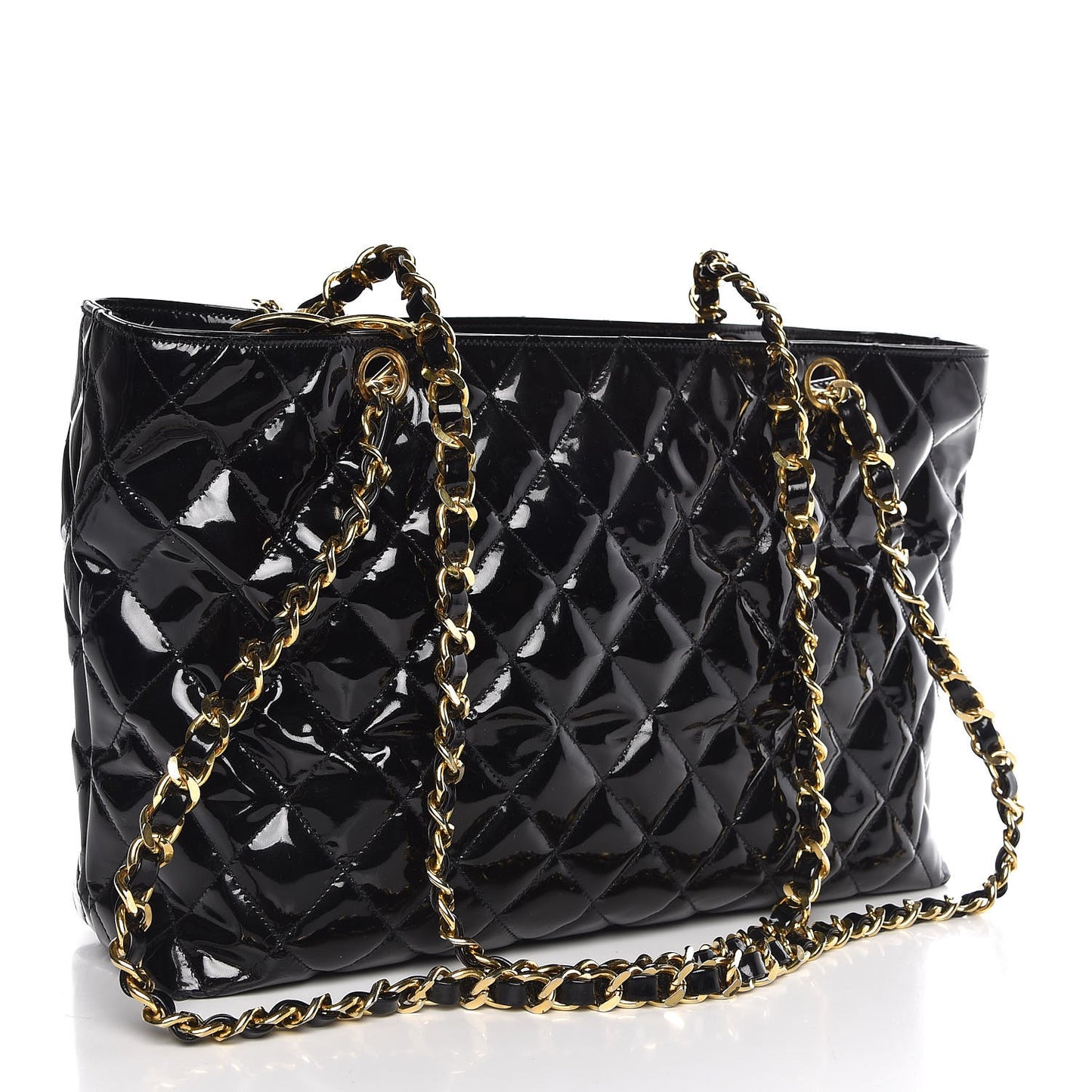 Patent Quilted CC Tote Black