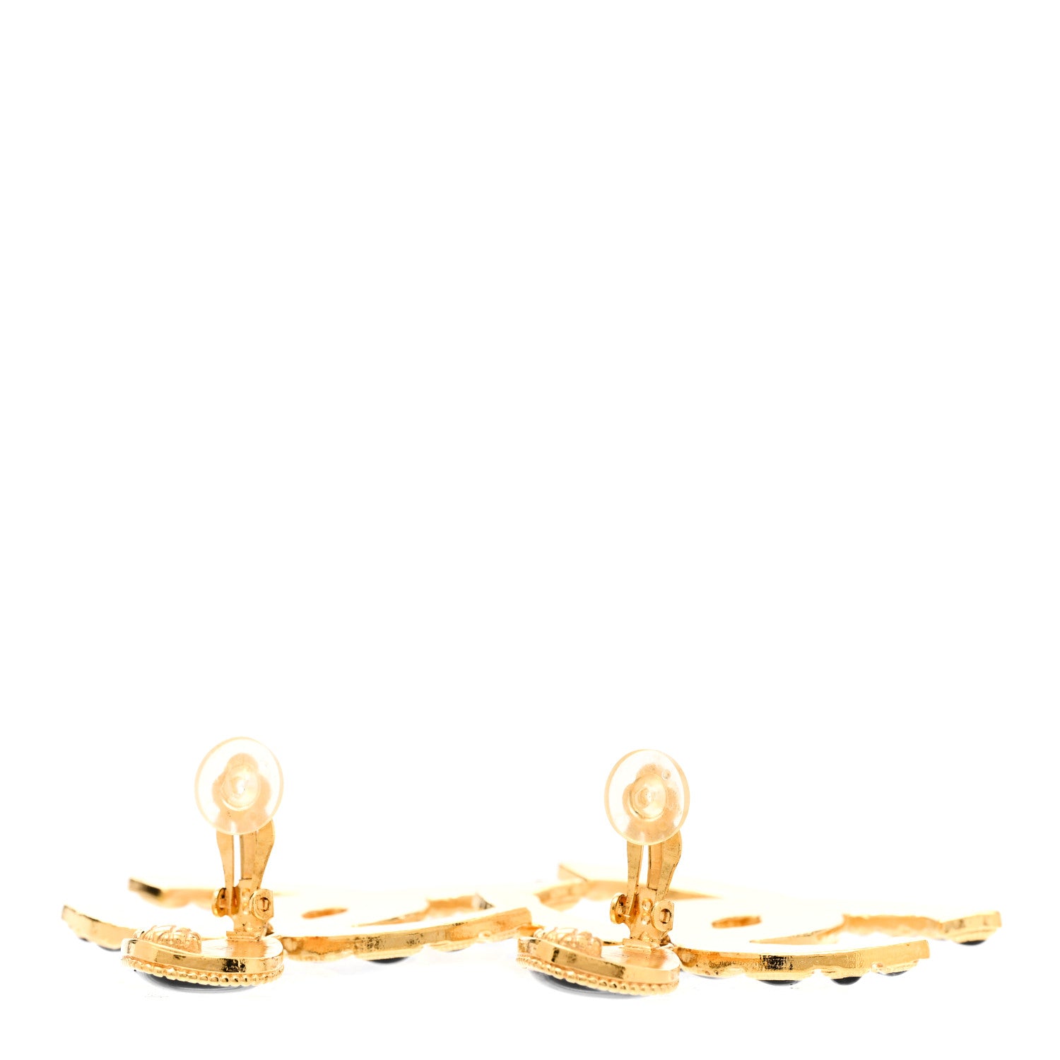 Chanel Resin Along The Nile CC Clip On Earrings Gold Black 3 of 5