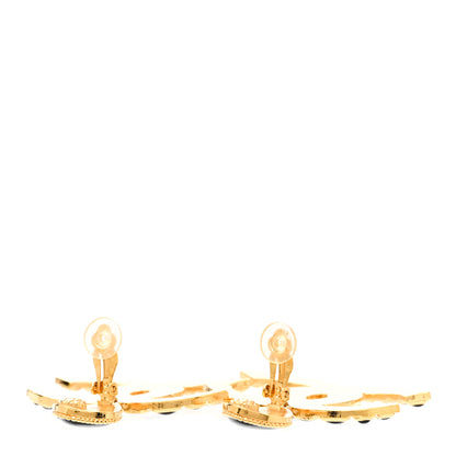 Chanel Resin Along The Nile CC Clip On Earrings Gold Black 3 of 5