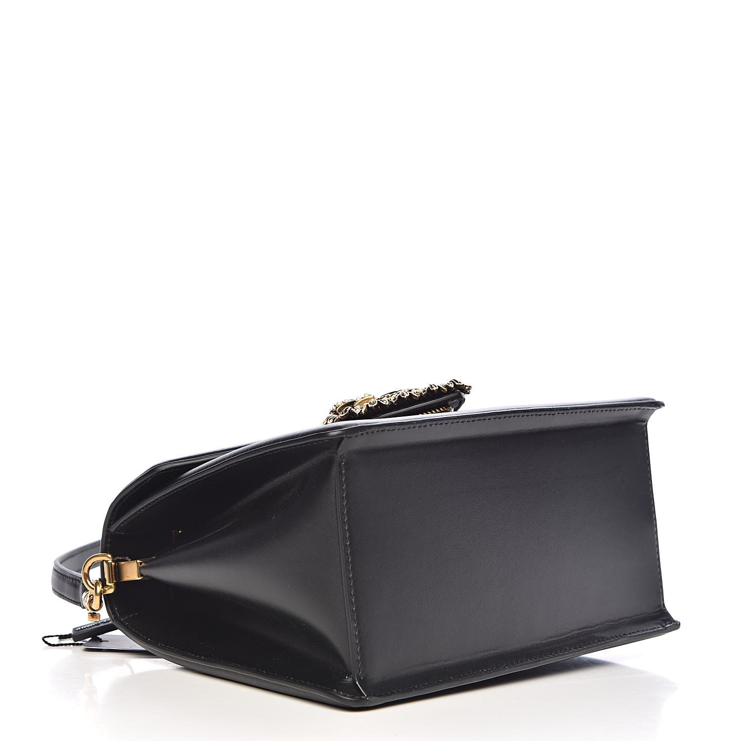 Dolce & Gabbana Calfskin Tweed Chevron Medium Devotion Top Handle Bag Black 4 of 9