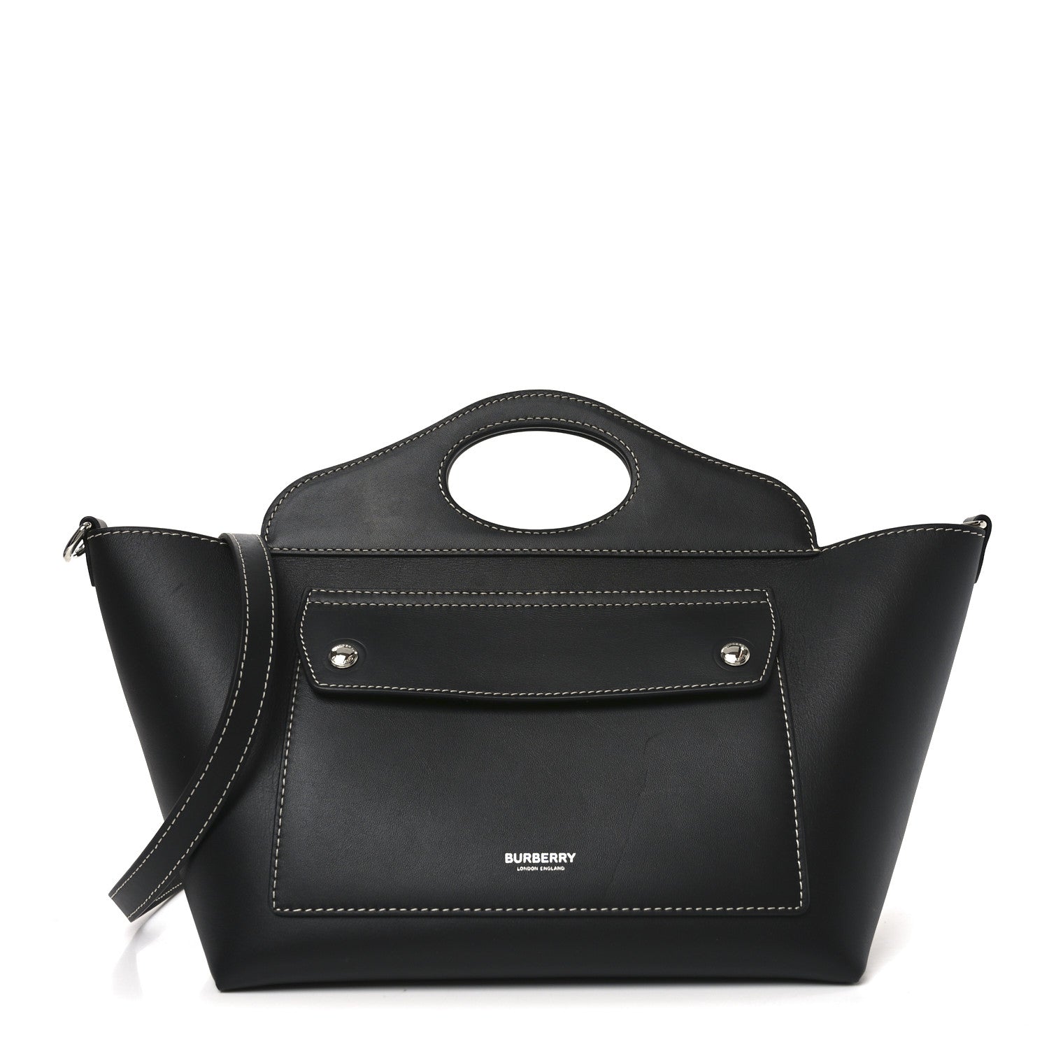 Burberry Soft Calfskin Small Pocket Tote Bag Black 1834228