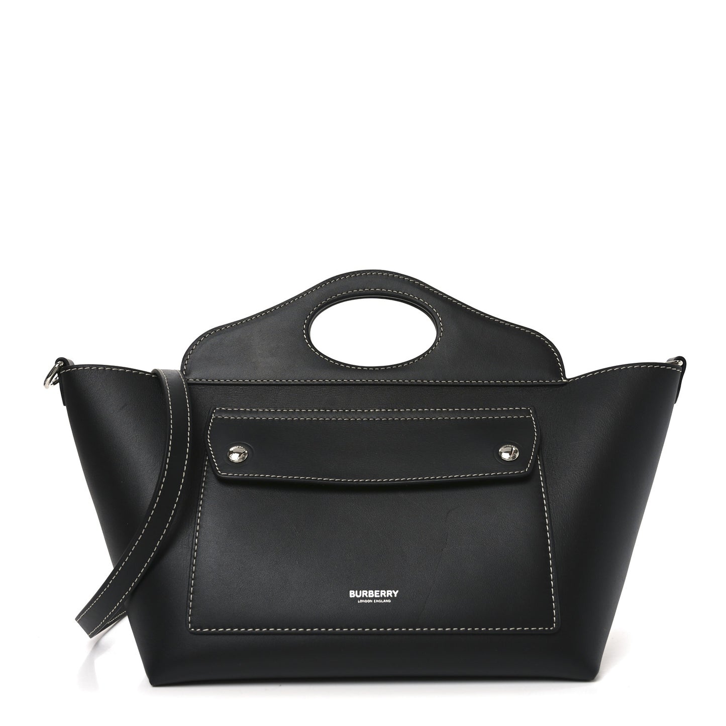 Soft Calfskin Small Pocket Tote Bag Black