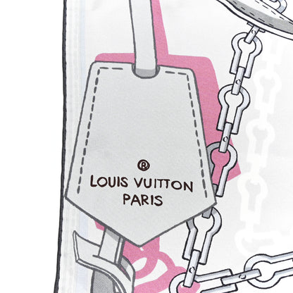 Louis Vuitton Silk Square Handle Me Scarf Grey Pink 2 of 5