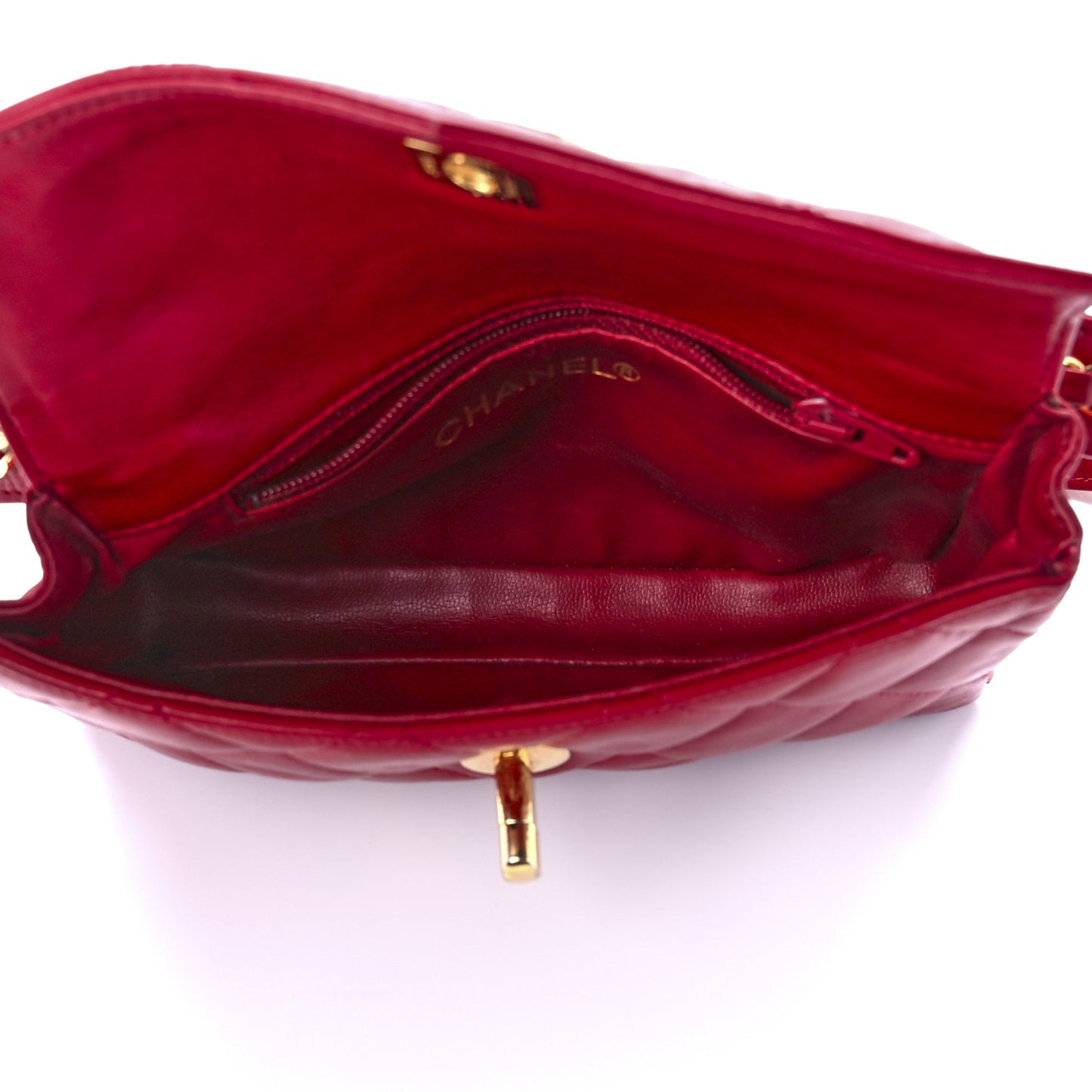 Lambskin Quilted Flap Waist Belt Bag 75 30 Red