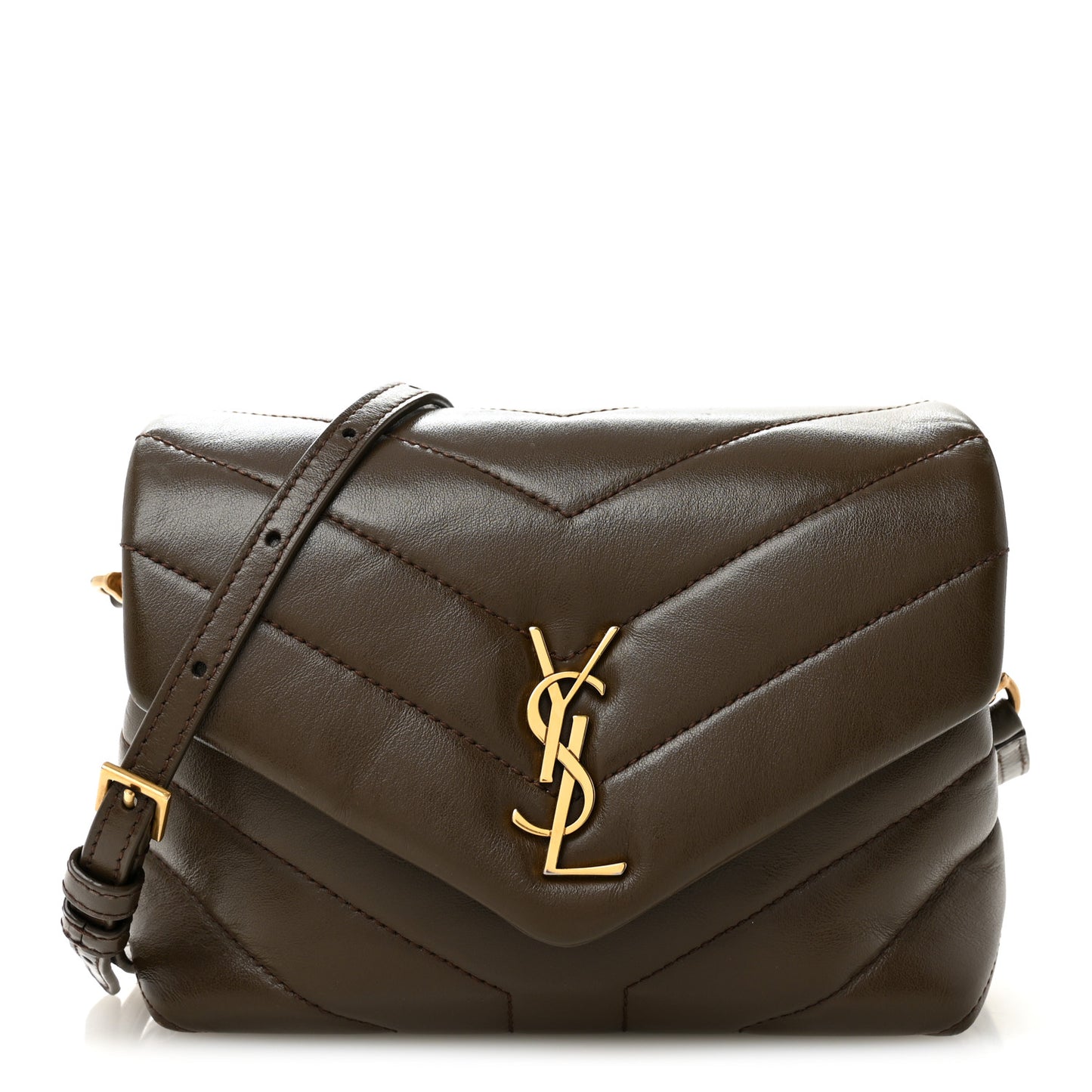 Calfskin Y Quilted Monogram Toy Loulou Crossbody Bag Soil Brown