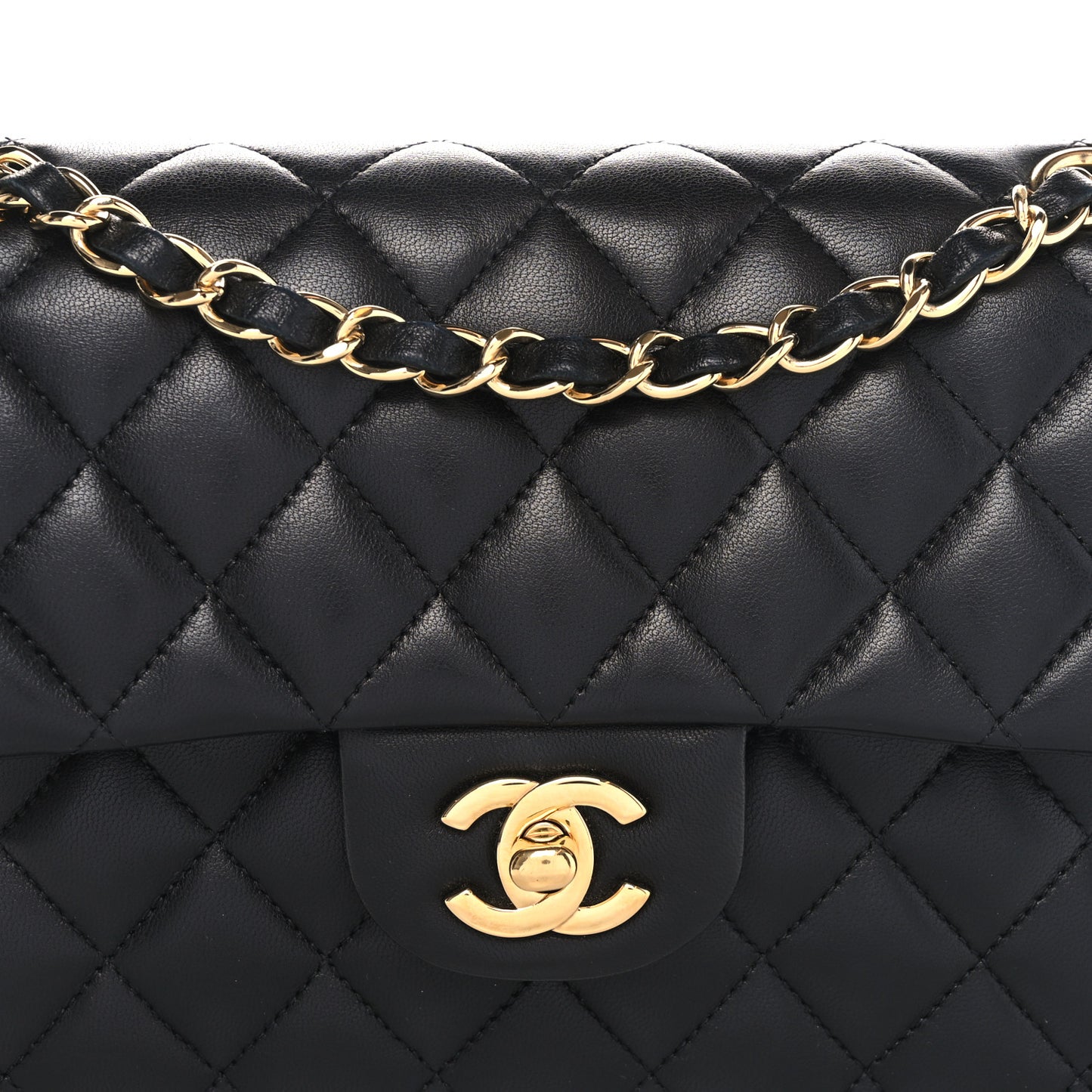 Lambskin Quilted Small Double Flap Black