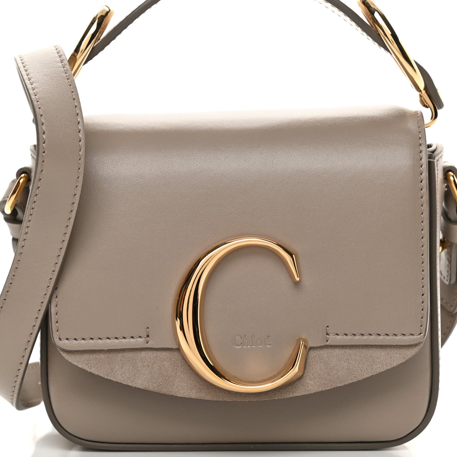 Chloe Shiny Calfskin Suede Mini C Double Carry Motty Grey 8 of 11