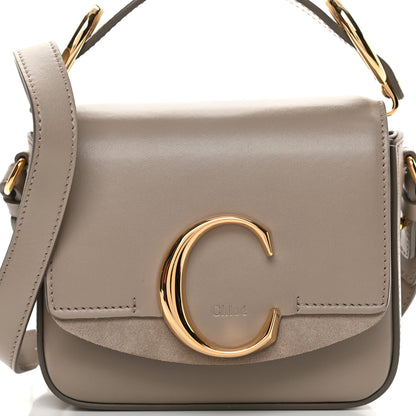 Chloe Shiny Calfskin Suede Mini C Double Carry Motty Grey 8 of 11