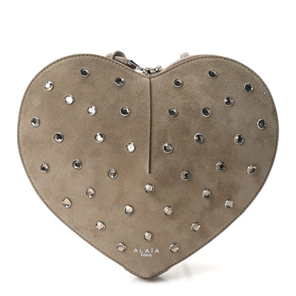 Alaia Suede Crystal Embellished Le Coeur Bag Gris Taupe 1 of 9