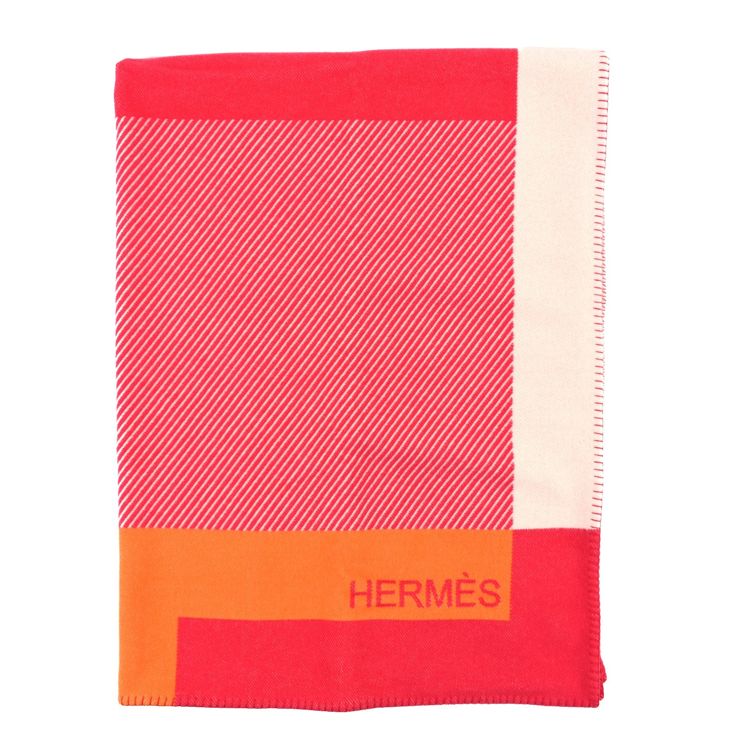 Hermes Wool Cashmere H Riviera Blanket Terracotta 1 of 3