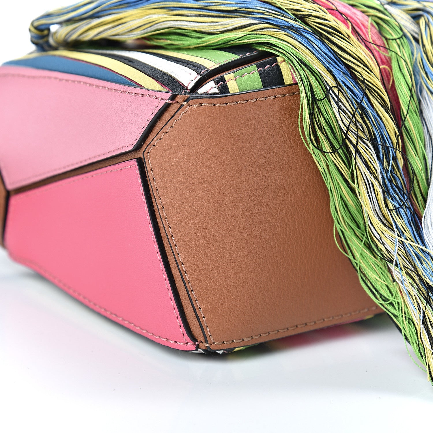 Loewe Calfskin Mini Fringe Puzzle Bag Pink Multicolor 9 of 11