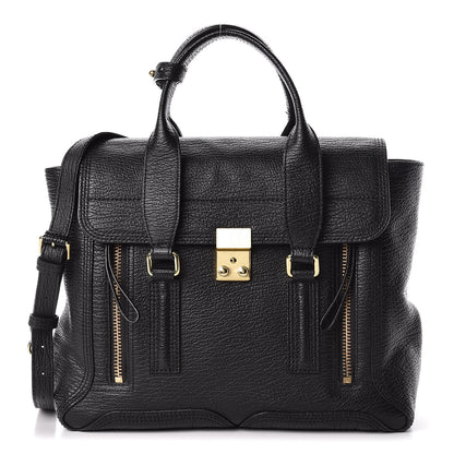 3.1 Phillip Lim 3.1 Textured Calfskin Medium Pashli Satchel Black 1 of 15