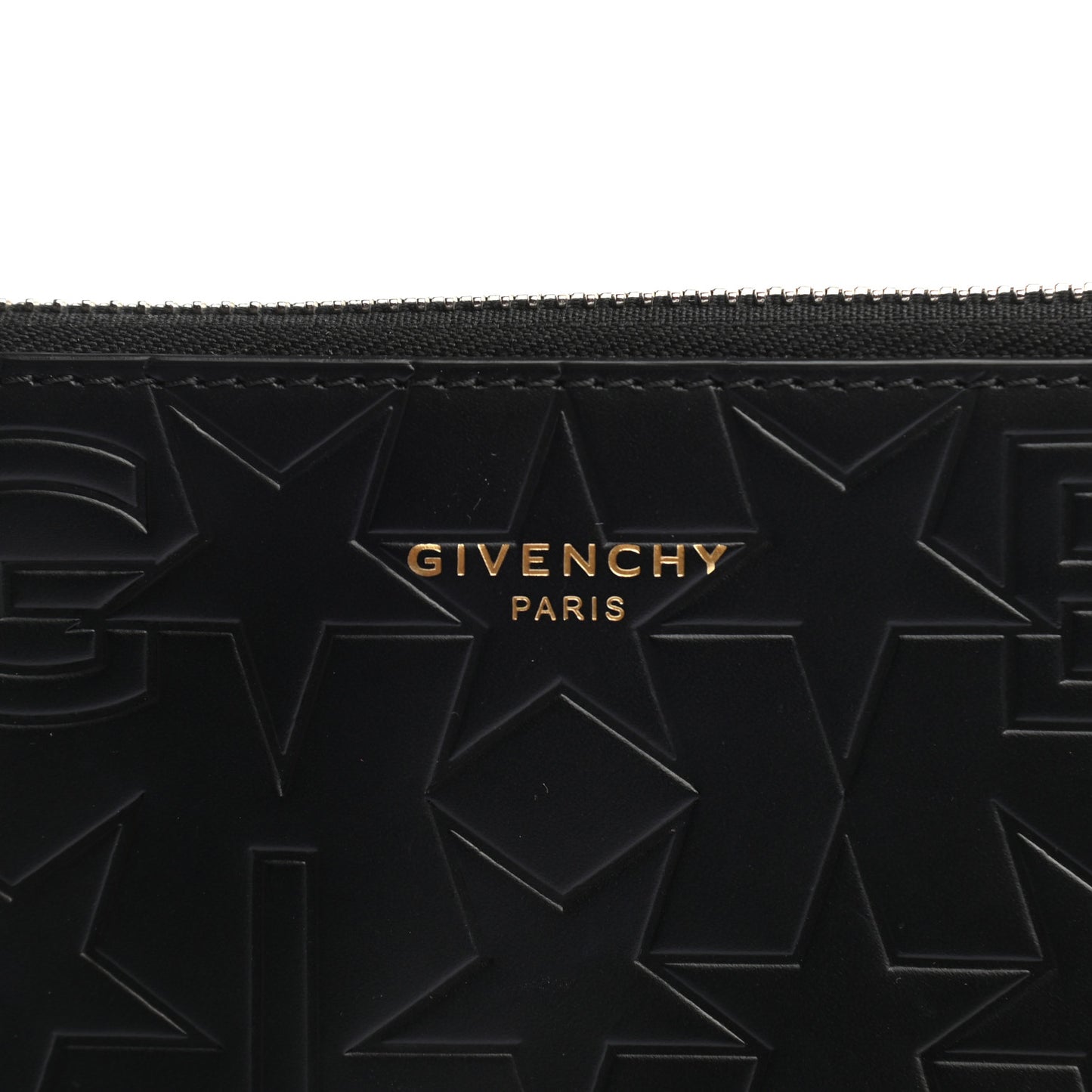 Lambskin Star Embossed Large Pouch Black