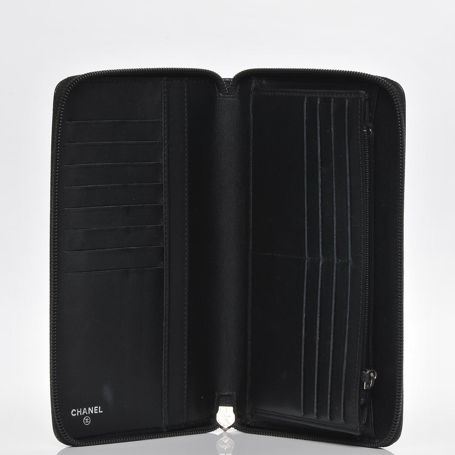 Caviar Large Timeless CC Zip Around Organizer Wallet Black