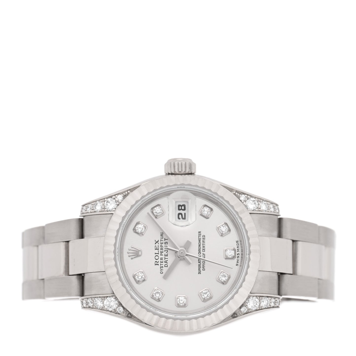 18K White Gold Diamond 26mm Oyster Perpetual Lady Datejust Watch Silver 179239