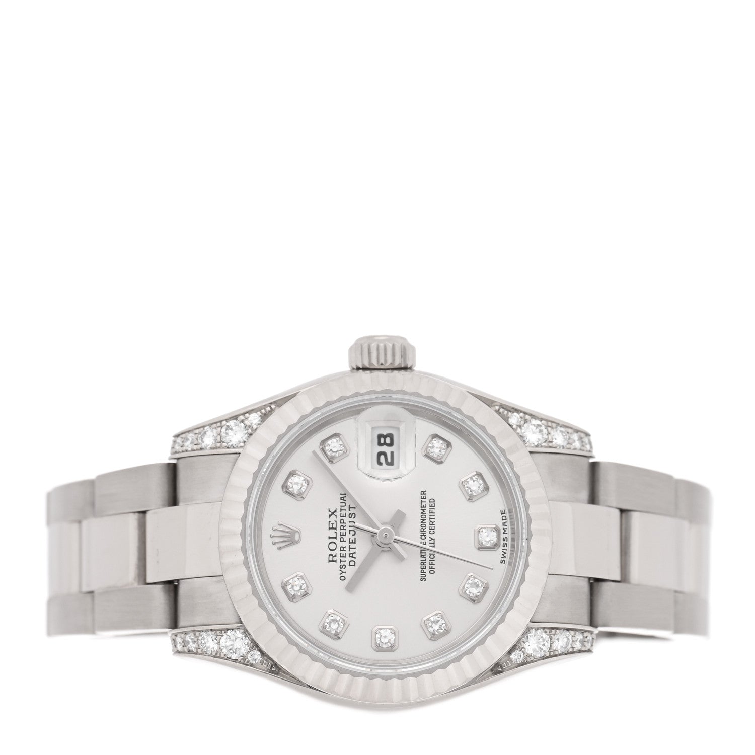 Rolex 18K White Gold Diamond 26mm Oyster Perpetual Lady Datejust Watch Silver 179239 2 of 4