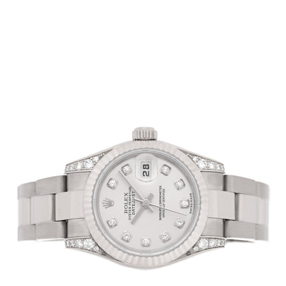 Rolex 18K White Gold Diamond 26mm Oyster Perpetual Lady Datejust Watch Silver 179239 2 of 4