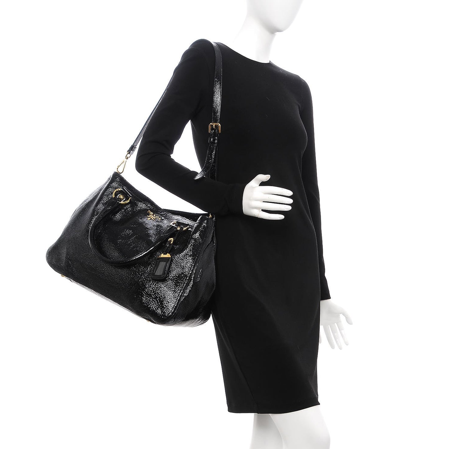 Vernice Naplak Zipper Bowler Tote Black